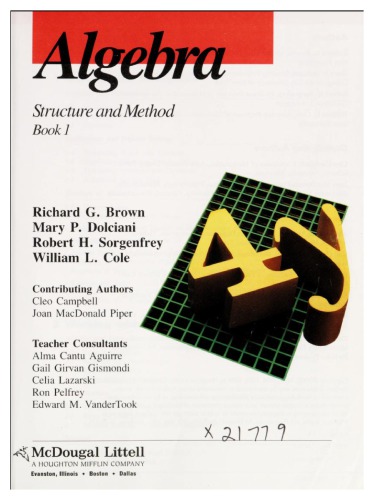 Algebra: Structure and Method - Book 1