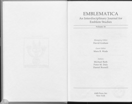 Emblematica : an interdisciplinary journal for emblem studies 2008