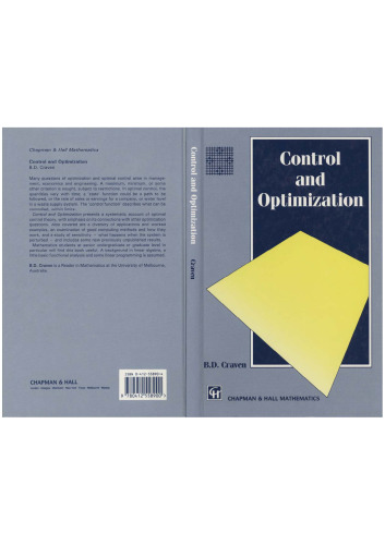 Control and Optimization (Applied Mathematics and Mathematical Computation Series)
