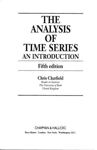 The analysis of time series: an introduction