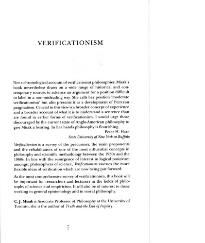 Verificationism: Its History and Prospects