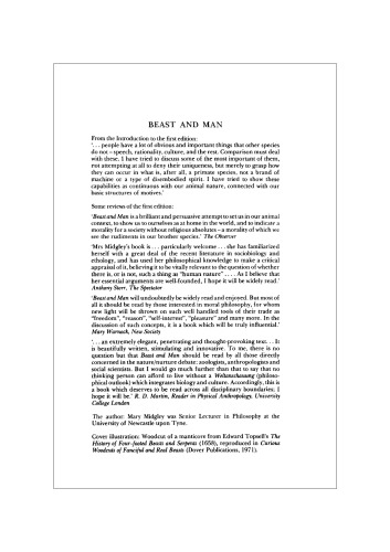BEAST AND MAN : The Roots of Human Nature