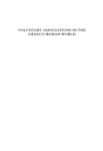 Voluntary Associations in the Graeco-Roman World