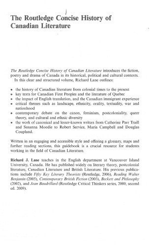 The Routledge Concise History of Canadian Literature