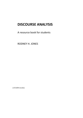 Discourse Analysis: A Resource Book for Students
