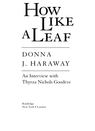 How Like a Leaf: An Interview with Thyrza Nichols Goodeve