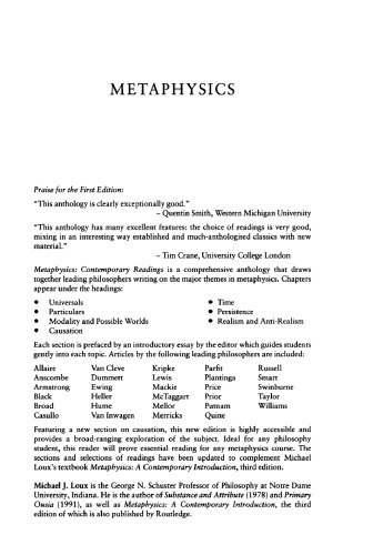 Metaphysics: Contemporary Readings
