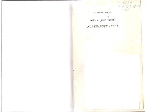 Notes on Jane Austen's Northanger Abbey (Study-Aid Series)