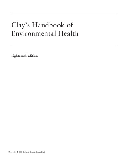 Clay's handbook of environmental health