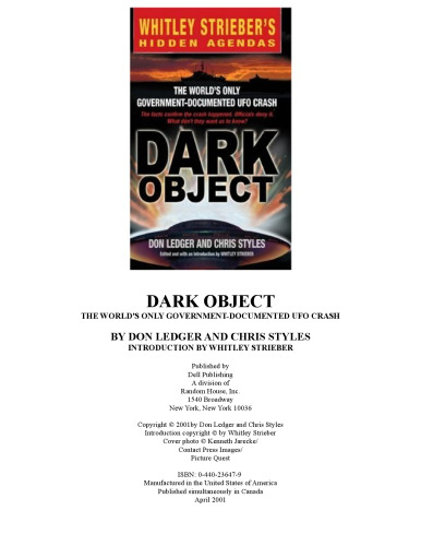 Dark Object: The World's Only Government-Documented UFO Crash