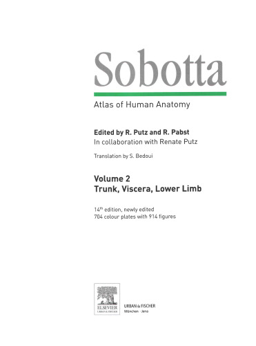 Sobotta Atlas of Human Anatomy: Trunk, Viscera, Lower Limb