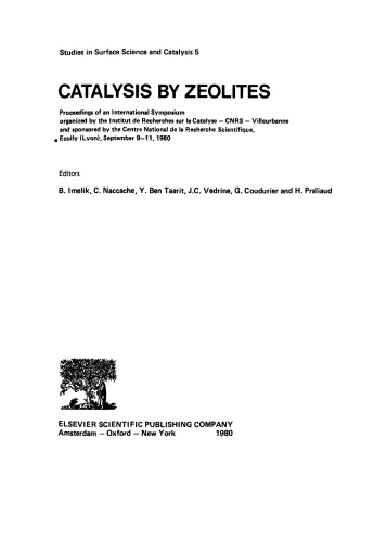 Catalysis by Zeolites: International Symposium Proceedings