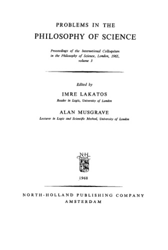 Problems in the philosophy of science.. Proceedings London
