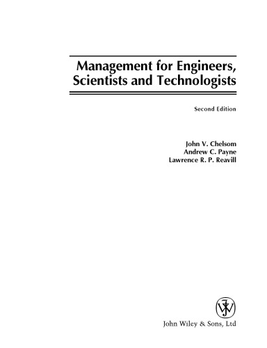 Management for Engineers, Scientists and Technologists