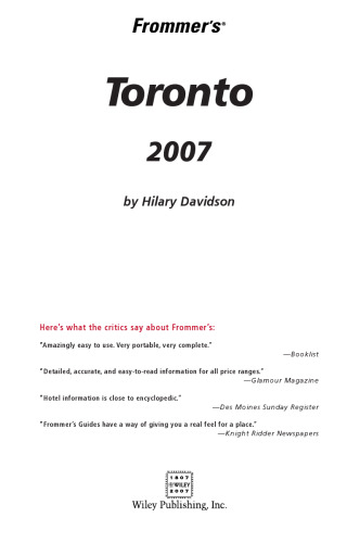 Frommer's Toronto 2007 (Frommer's Complete)