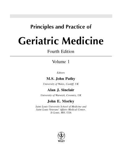 Principles and Practice of Geriatric Medicine