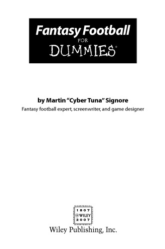 Fantasy Football For Dummies (For Dummies (Sports & Hobbies))