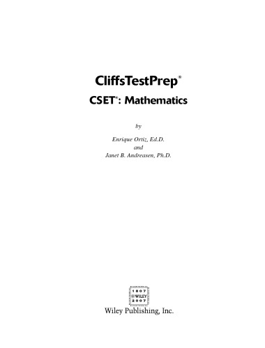 CliffsTestPrep CSET: Mathematics