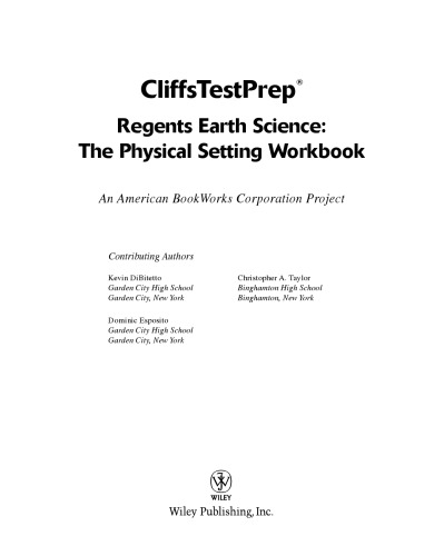 CliffsTestPrep Regents Earth Science: The Physical Setting Workbook