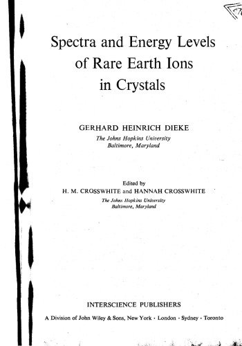 Spectra and Energy Levels of Rare Earth Ions in Crystals