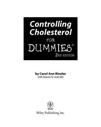 Controlling Cholesterol For Dummies
