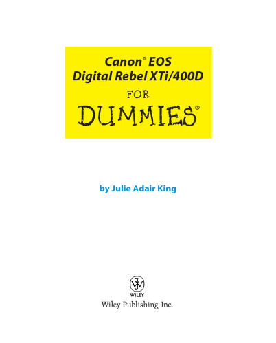 Canon EOS Digital Rebel XTi / 400D For Dummies