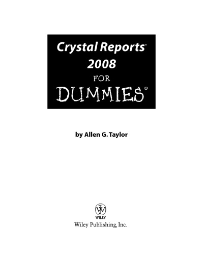 Crystal Reports 2008 For Dummies