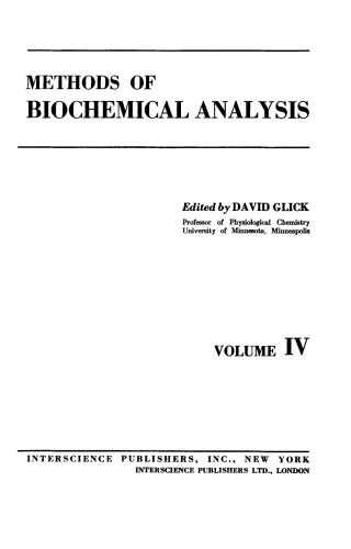Methods of Biochemical Analysis Volume 4