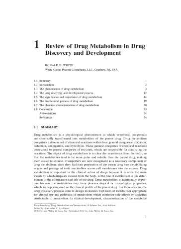Encyclopedia of Drug Metabolism and Interactions, 6-Volume Set