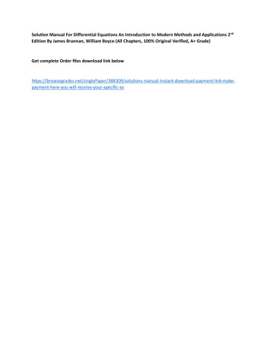 Solution Manual Differential Equations An Introduction to Modern Methods and Applications