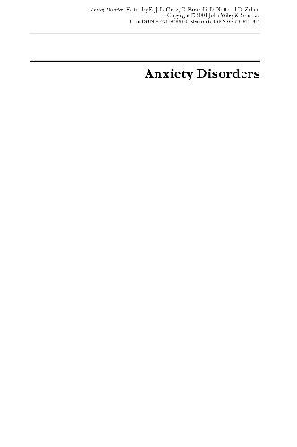 Anxiety Disorders: An Introduction to Clinical Management and Research