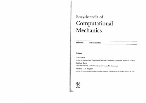 Encyclopedia of Computational Mechanics: Volume 1 Fundamentals