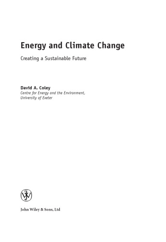 Energy and climate change: creating a sustainable future