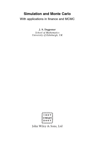 Simulation and Monte Carlo with applications in finance and MCMC