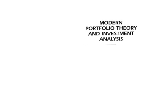 Modern Portfolio Theory and Investment Analysis