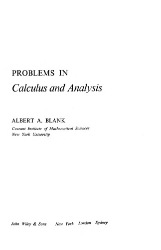 Problems in Calculus and Analysis