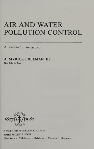 Air and water pollution control : a benefit-cost assessment