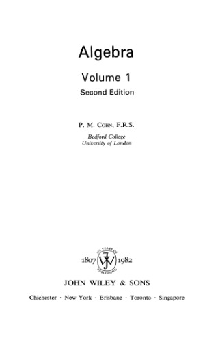 Algebra Volume 1, 2nd.edition