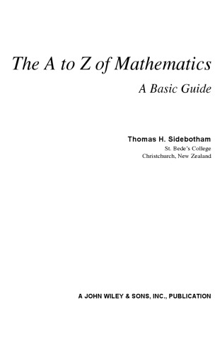 The A to Z of Mathematics. A Basic Guide