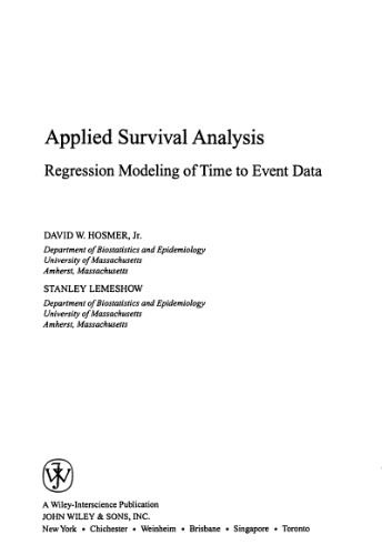 Applied Survival Analysis: Regression Modeling of Time to Event Data