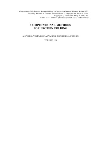 Advances in Chemical Physics, Computational Methods for Protein Folding (Volume 120)