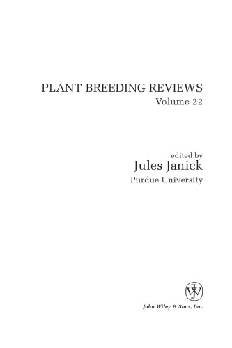 Plant Breeding Reviews, Volume 22