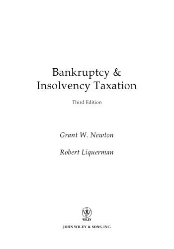 Bankruptcy and Insolvency Taxation