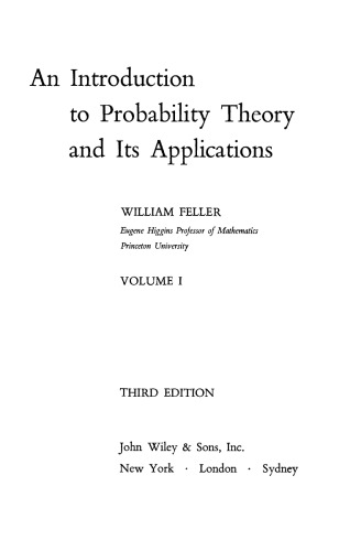An Introduction to Probability Theory and Its Applications: Volume 1
