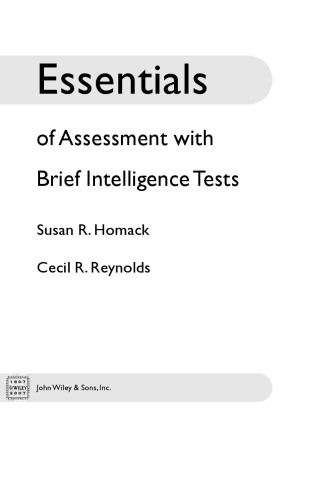 Essentials of Assessment with Brief Intelligence Tests (Essentials of Psychological Assessment)