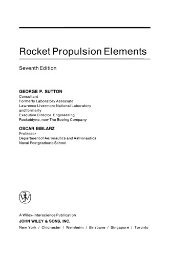 Rocket Propulsion Elements (7th Edition)