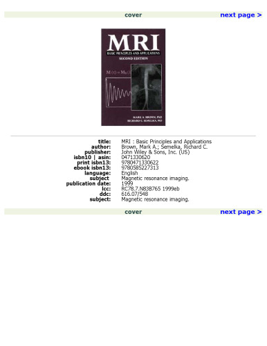 Mri: Basic Principles and Applications