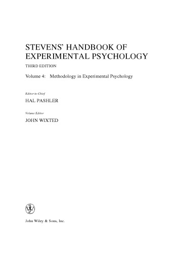 Stevens' Handbook of Experimental Psychology, Methodology in Experimental Psychology
