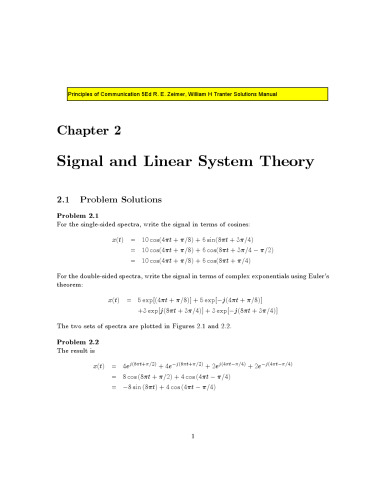 Principles of Communication: Systems, Modulation and Noise, 5th Edition (SOLUTION MANUAL)