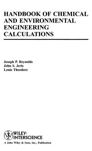 Handbook of Chemical and Environmental Engineering Calculations